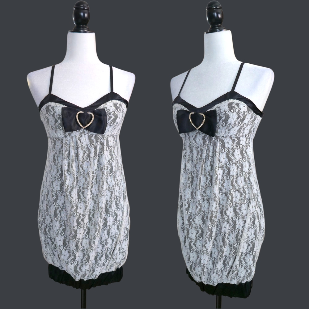 Albina by Golds Infinity Gyaru Lace Dress w/ Heart Rhinestone Bow One-size Japan